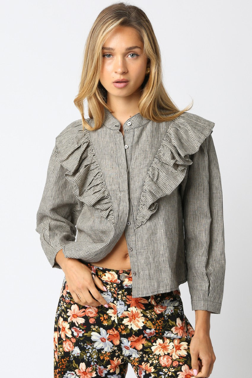 Tiana Striped Ruffle Shirt