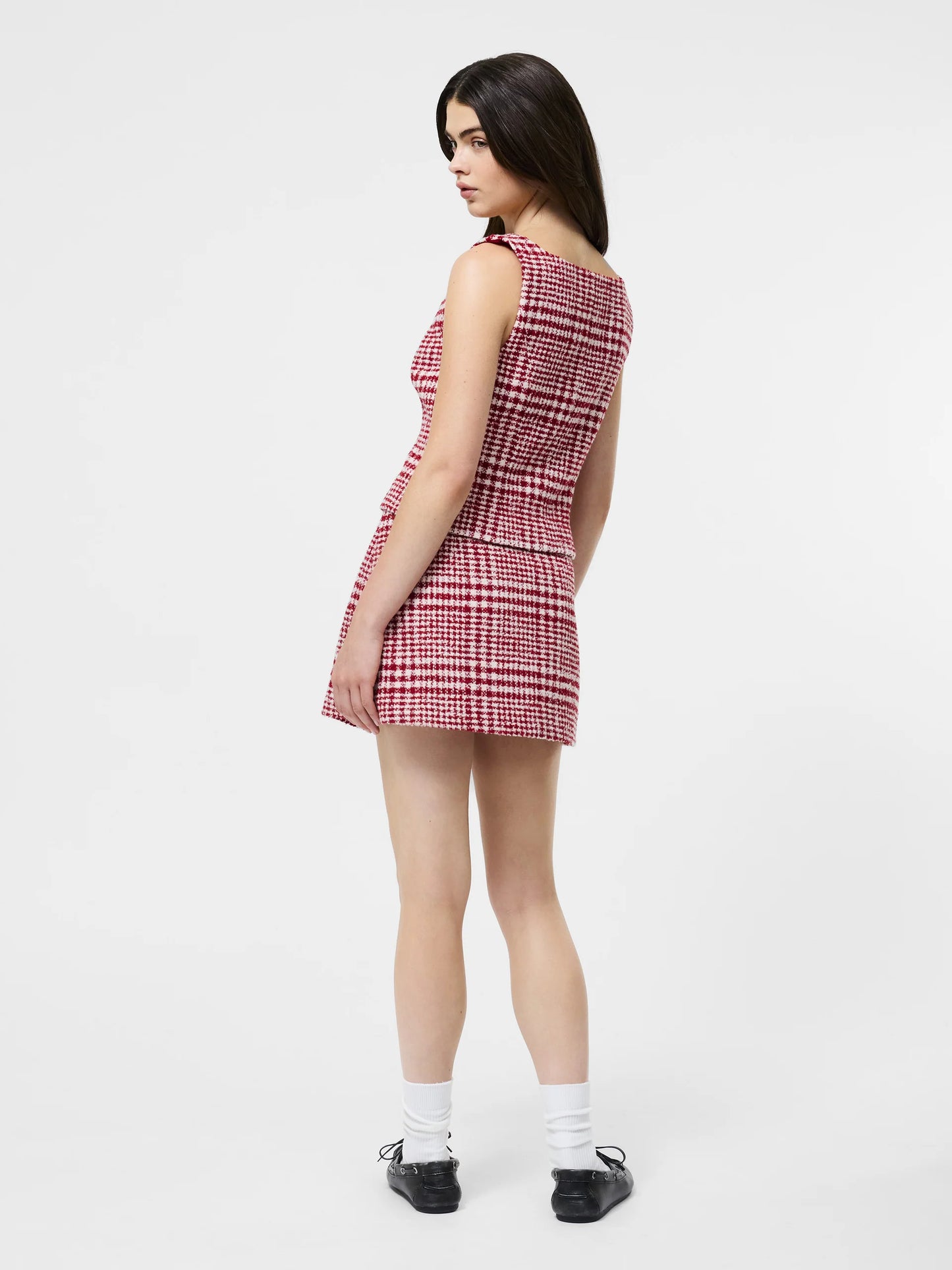 Brushed Houndstooth Sleeveless Top