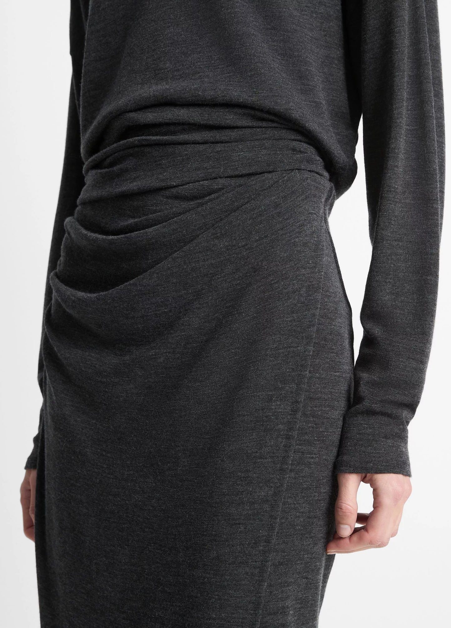 Draped Waist Midi Skirt