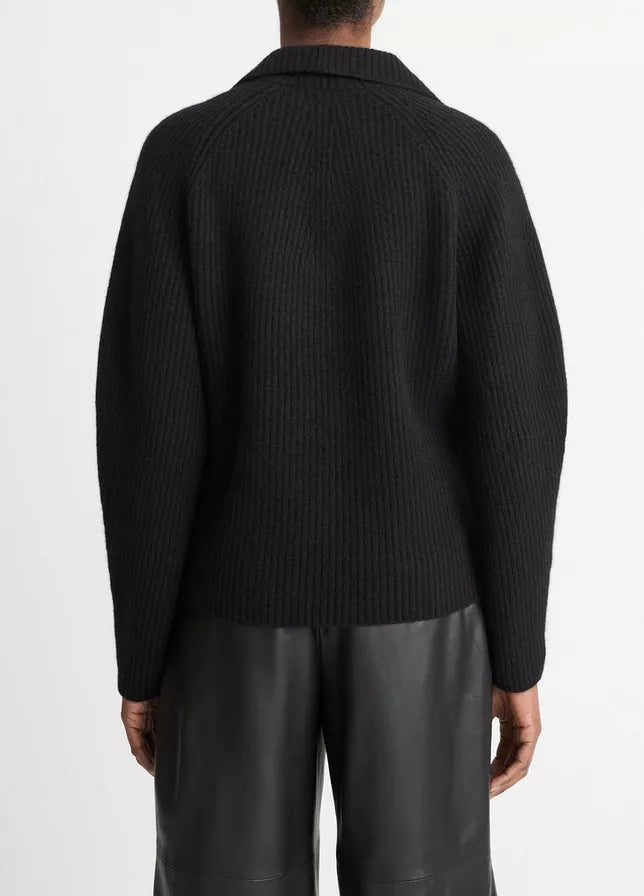 Leather Trim Ribbed Polo
