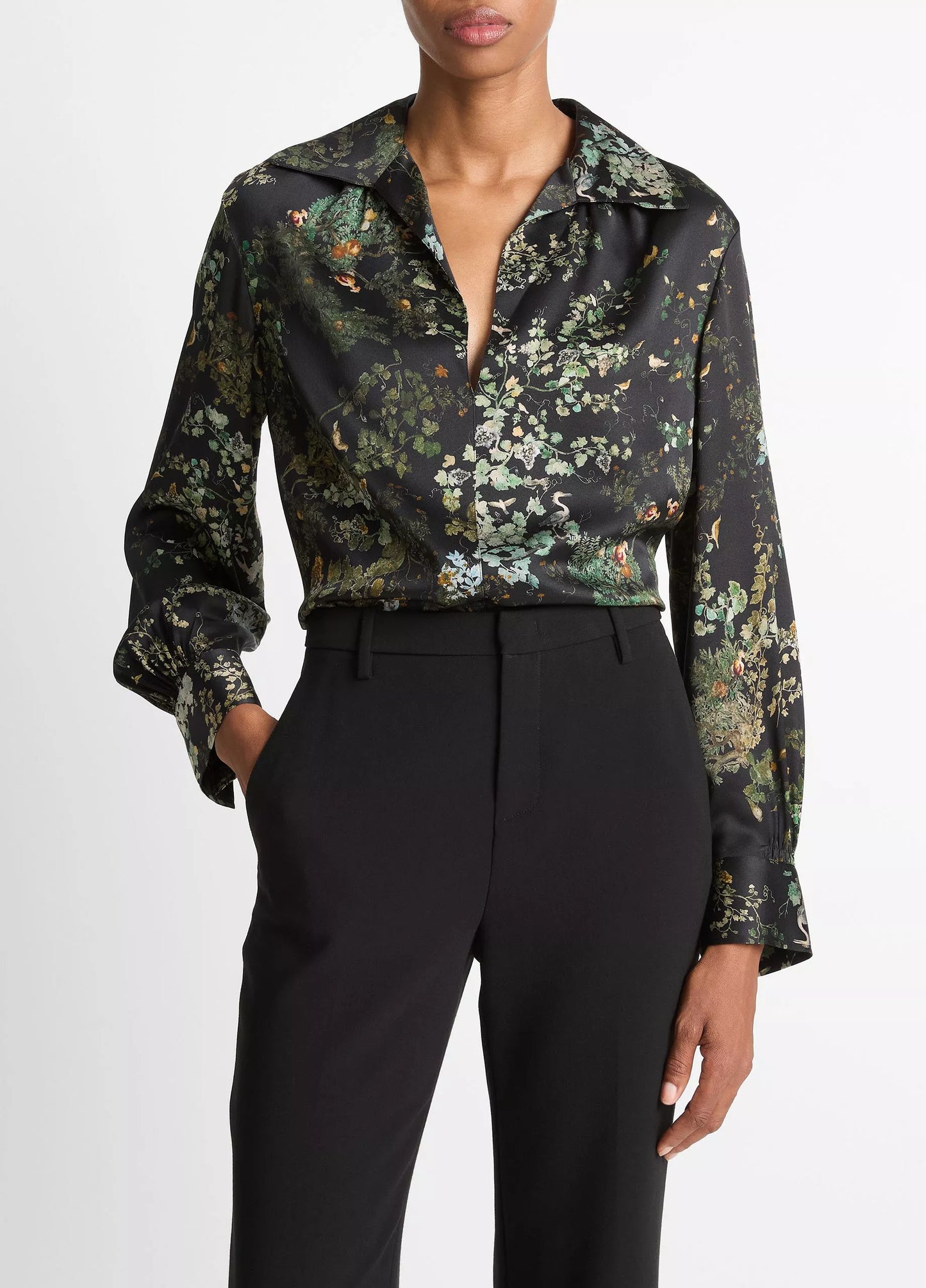 Smocked Grape Vine Silk Blouse