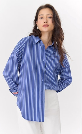 Hattie Poplin Oversized Stripe Shirt