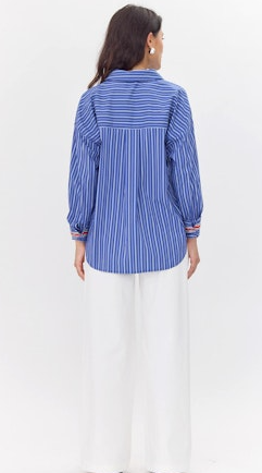Hattie Poplin Oversized Stripe Shirt