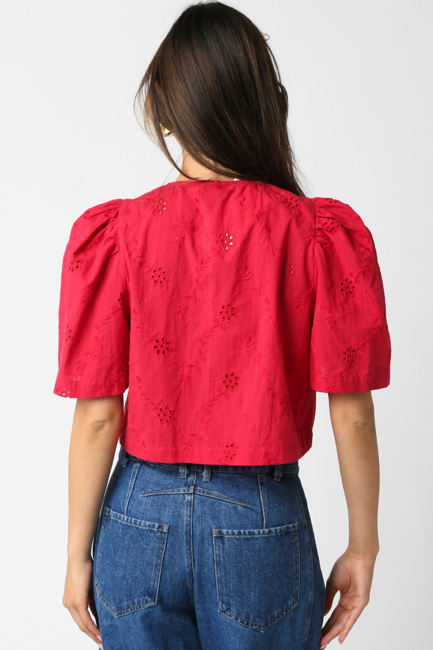 Julia Eyelet Cropped Shirt