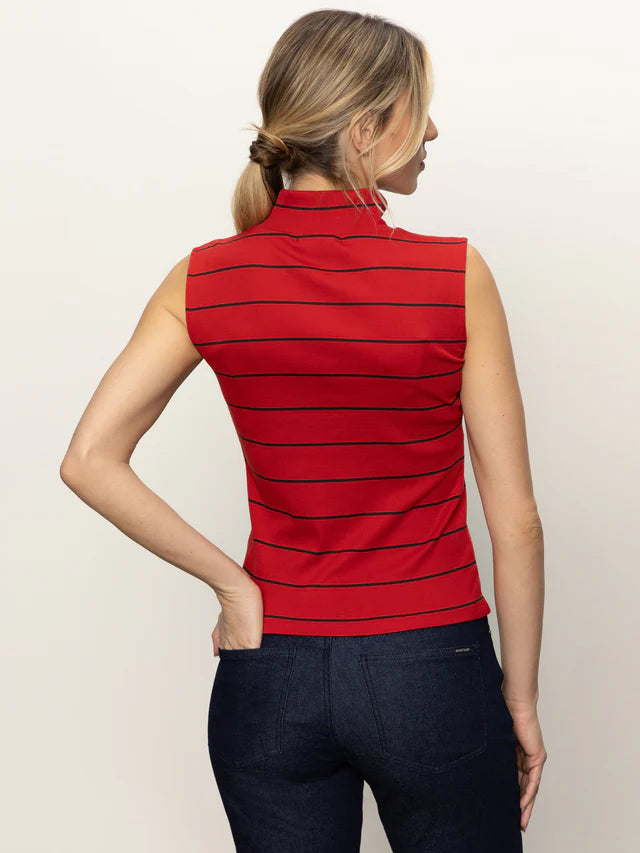 Sleeveless Zip Mockneck Top