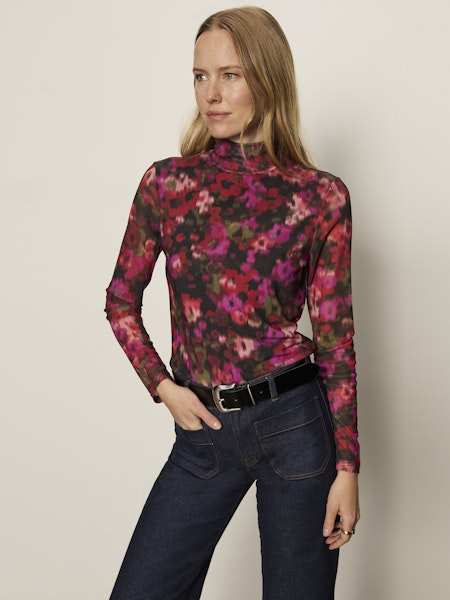L/S Mesh Mockneck Top