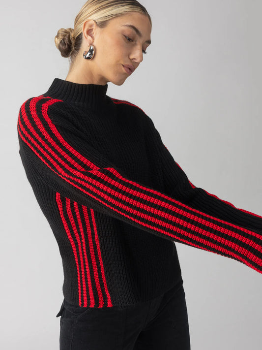 Sporty Stripe Mock Sweater