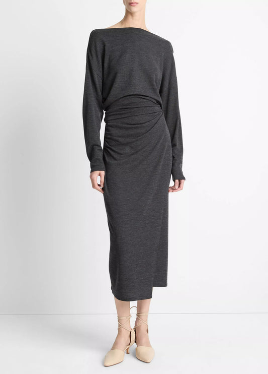 Draped Waist Midi Skirt