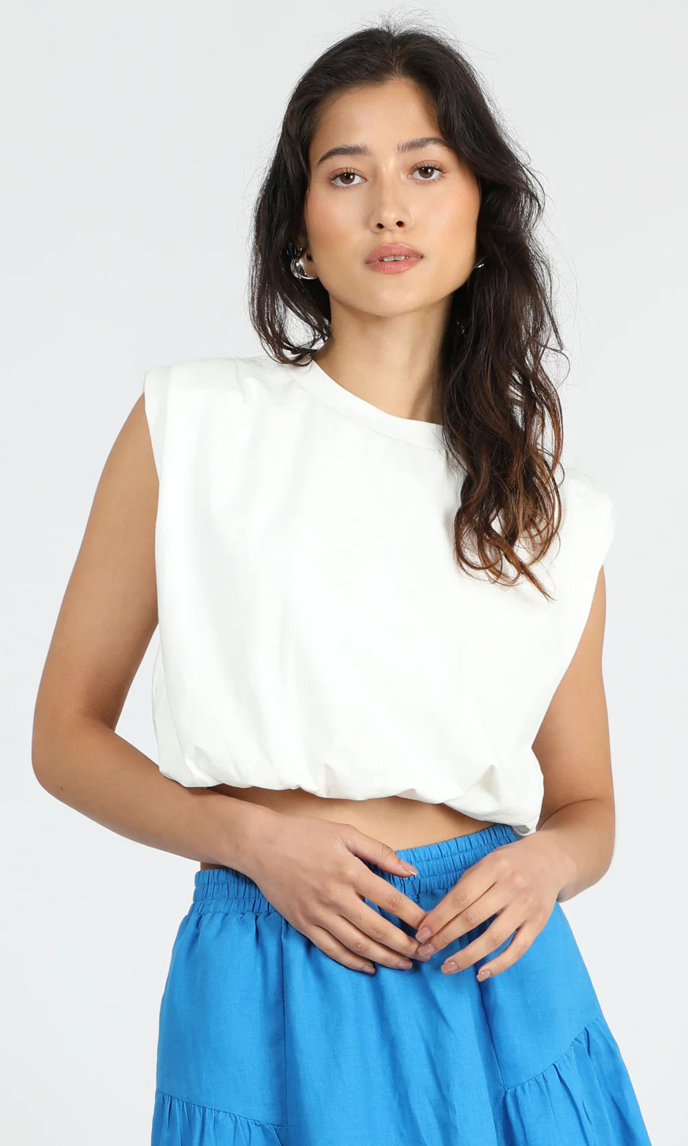 Alisa Padded Shoulder Bubble Top