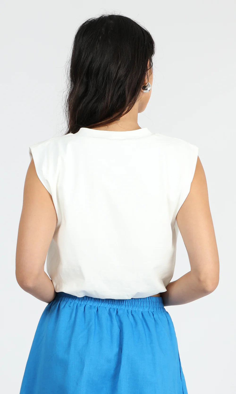 Alisa Padded Shoulder Bubble Top