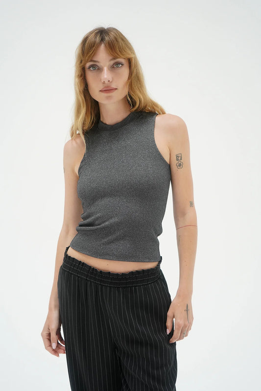 Double Layer Lurex Ribbed Tank