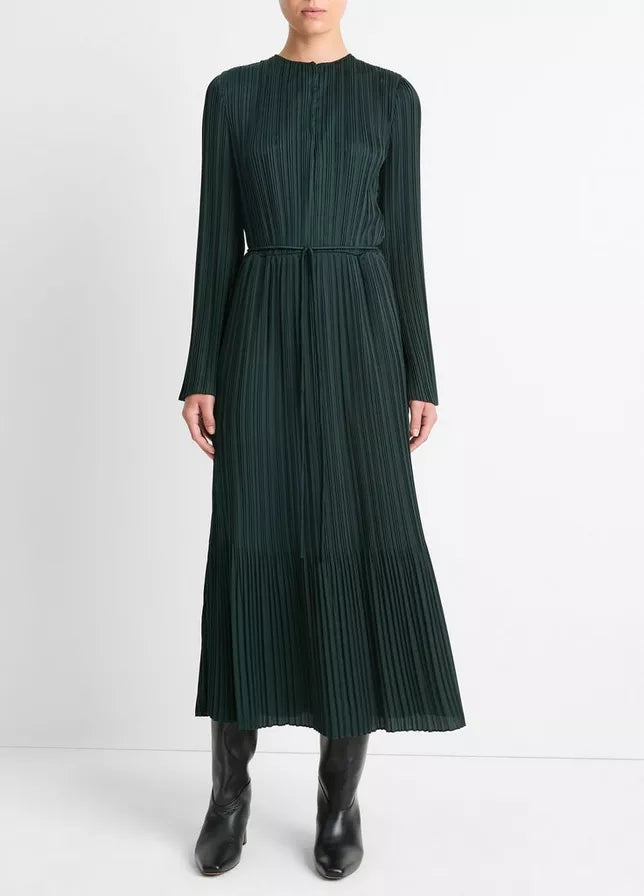 Pleated Long Sleeve Dress