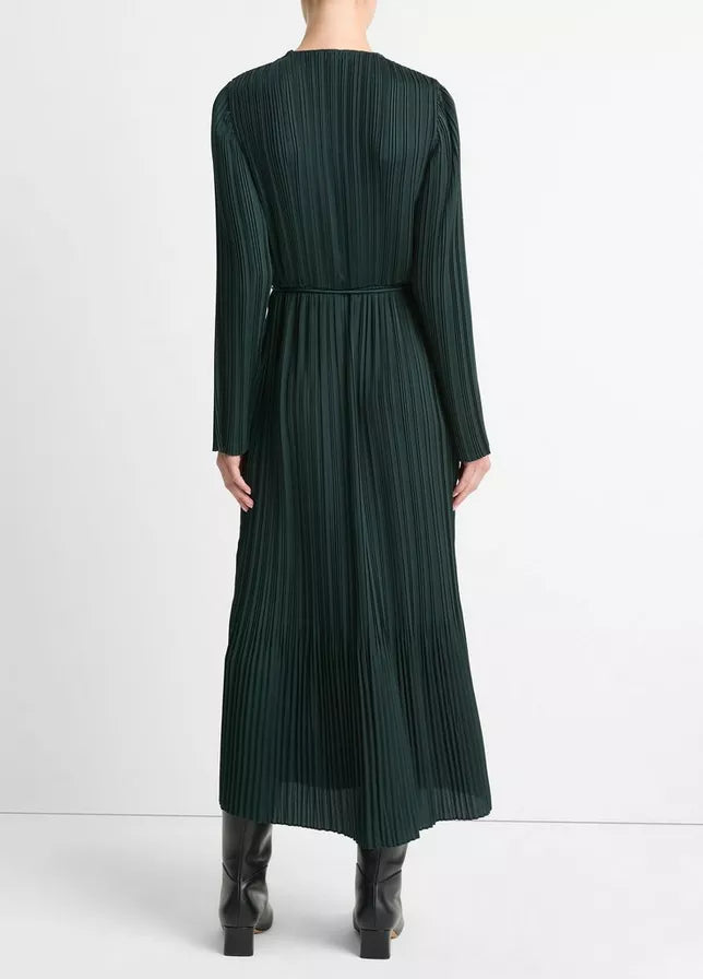 Pleated Long Sleeve Dress