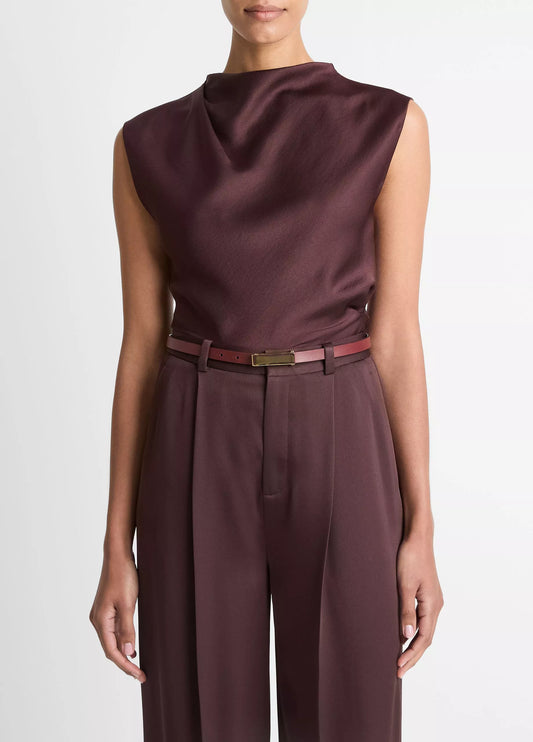 Satin Draped Cowlneck Top