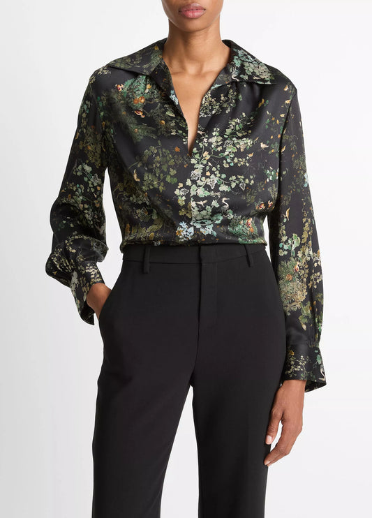 Smocked Grape Vine Silk Blouse