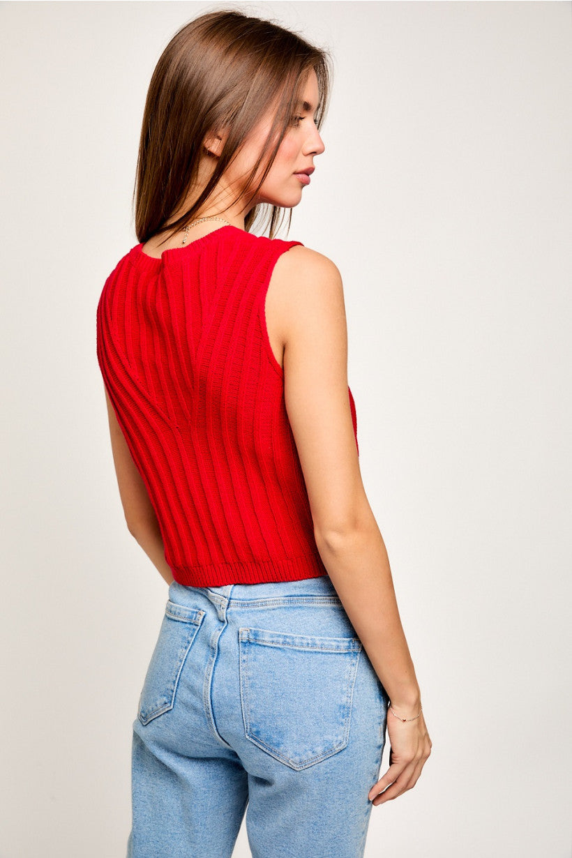 Textured Sleeveless Sweater Top