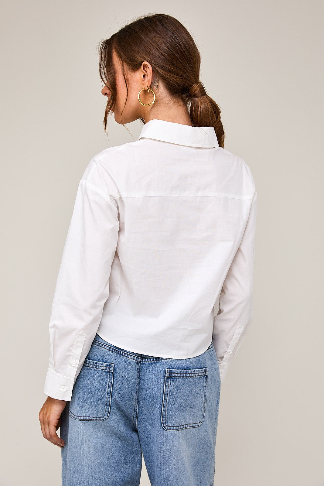 Long Sleeve Cropped Button Down