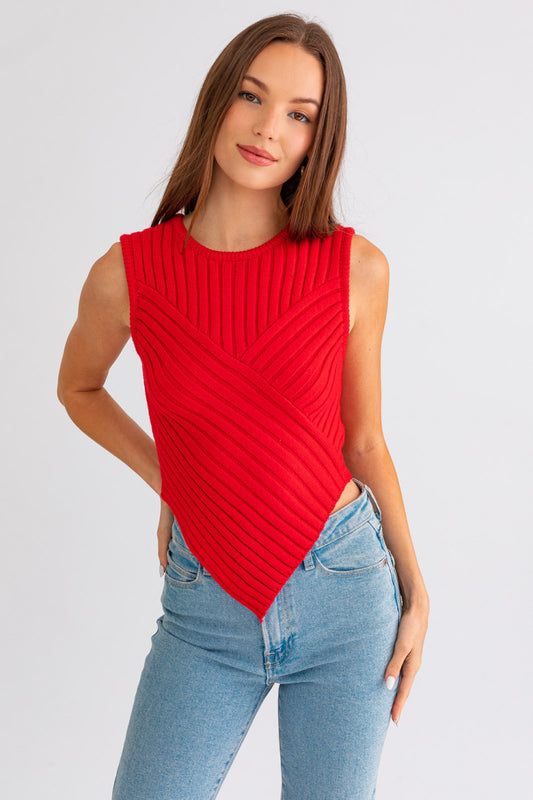 Scarf Sleeveless Sweater Top