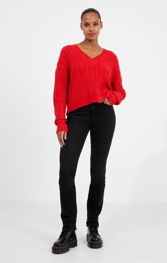 Babysoft Cable V Neck Sweater