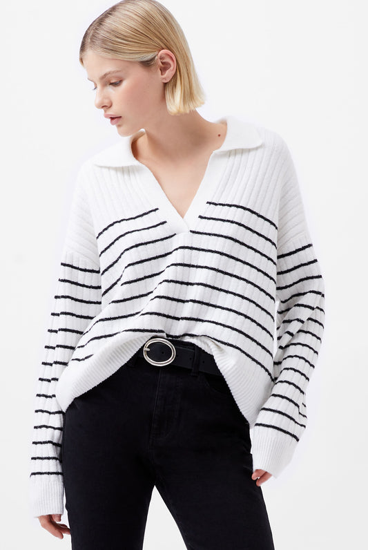 Vhari Collar Long Sleeve Stripe Sweater